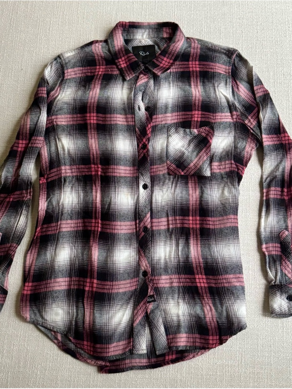 Rails Pink, Black & White Plaid Button-Down Shirt